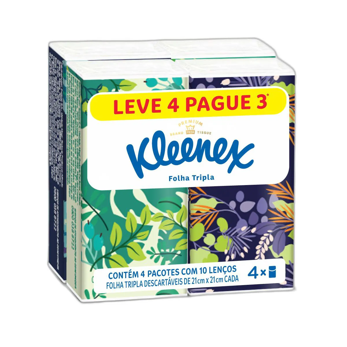 Kit Lenços de Papel de Bolso Dia a Dia Folha Tripla