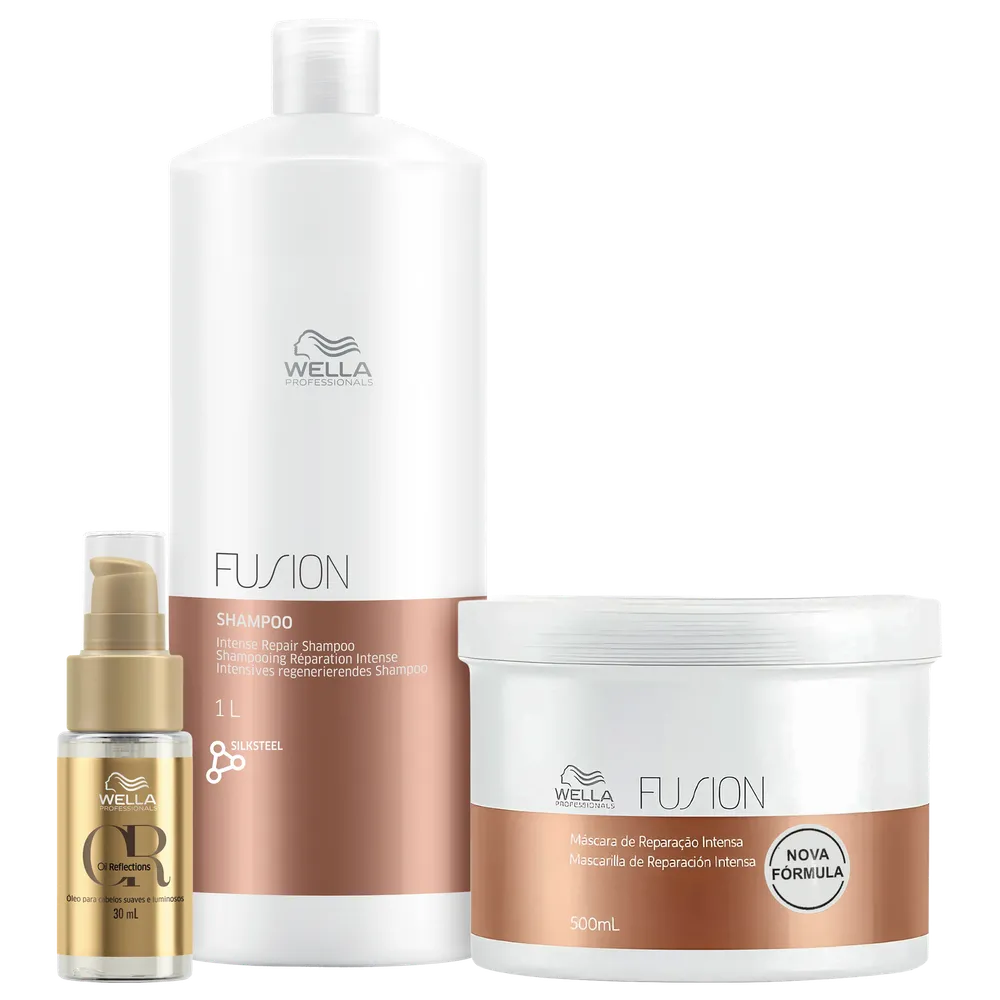 Kit Wella Professionals Fusion + Oil Reflections Trio Care (3 Produtos)